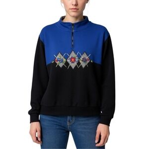 ALFRED DUNNER Vintage Argyle Zip Collar‎ Pullover Sweatshirt. Size 1X